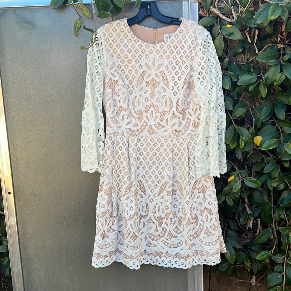 Eliza J crochet beautiful cream white dress